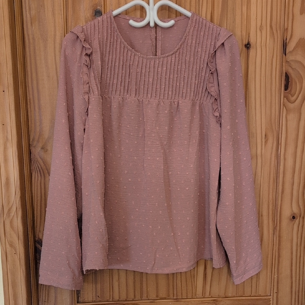 SHEIN Dusty Pink Ruffle Blouse
